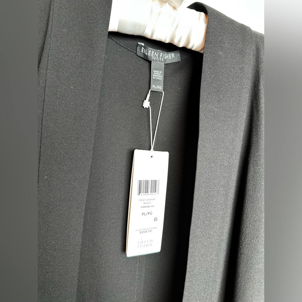 Eileen Fisher black Open Front Cardigan 💯 silk - Picture 3 of 7